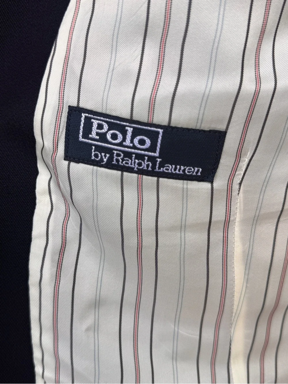 Vintage Polo by Ralph Lauren Men’s Navy Dress Vest – Striped Lining L -XL